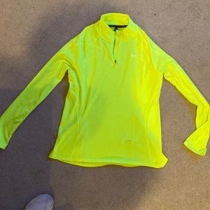 Neon yellow under armor heat gear quarter zip